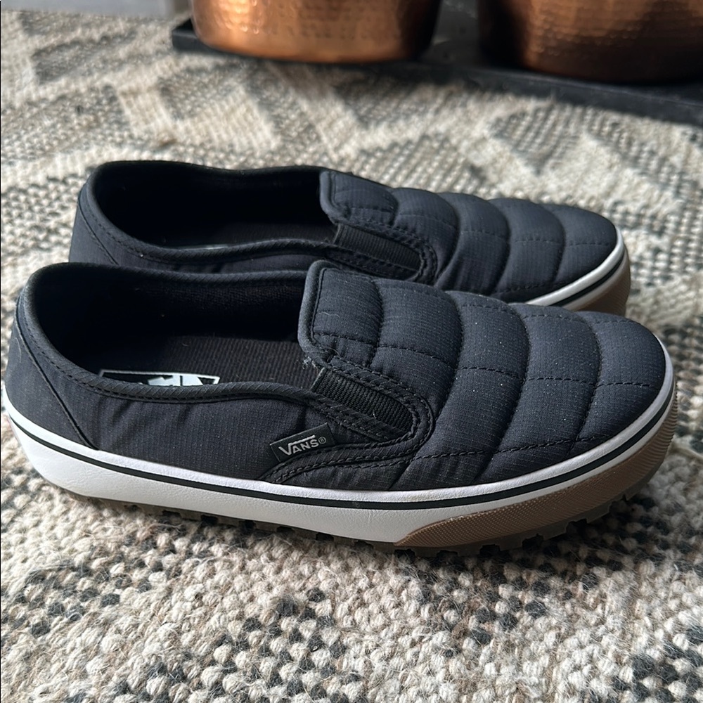 Vans Black Quilted Slip-On Shoes